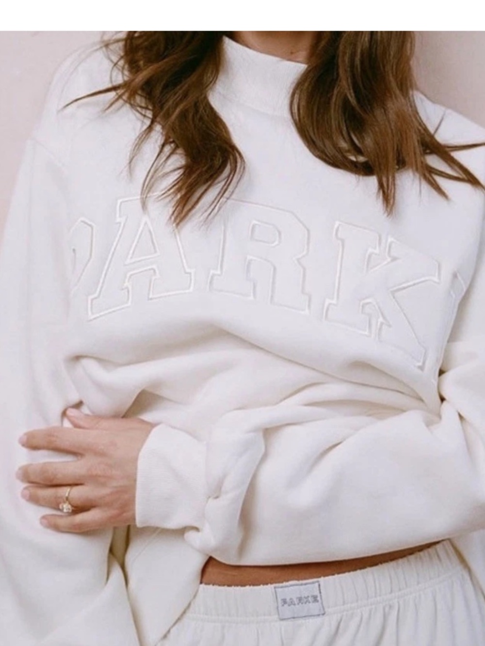 PARKE Bridal Collection Varsity Mockneck Pearl Women's Sz L / XL